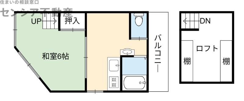 神門ハウス(1K/2階)の間取り写真