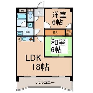 ラフォーレDAIDOU(2LDK/3階)の間取り写真