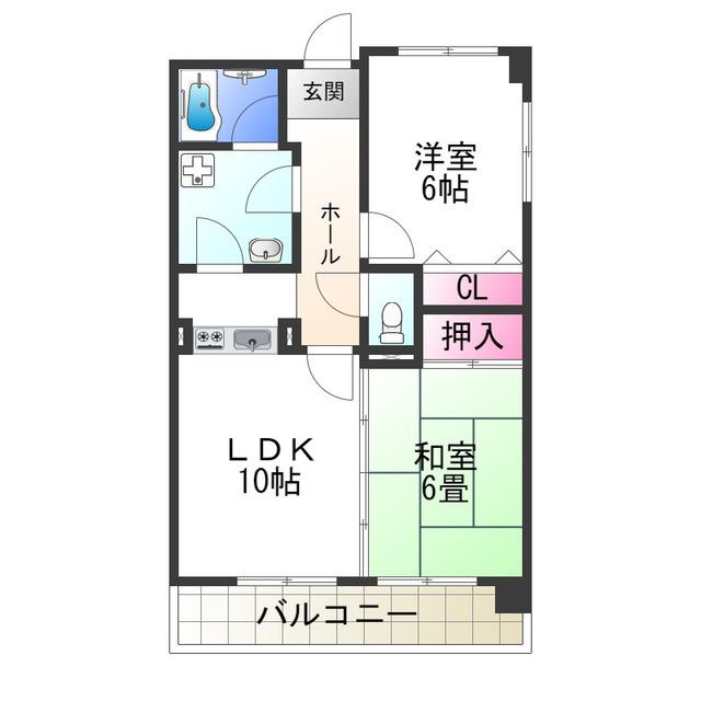コモド上野芝(2LDK/3階)の間取り写真