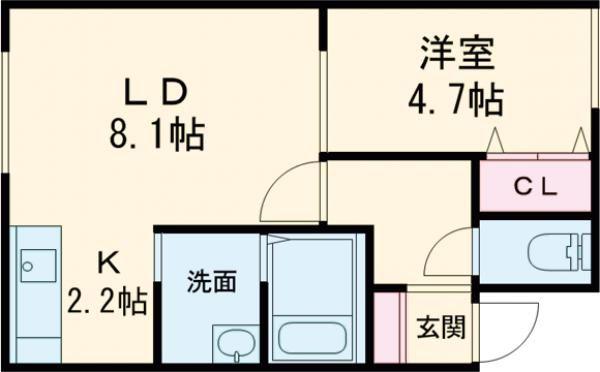 CIGAL京町(1LDK/3階)の間取り写真