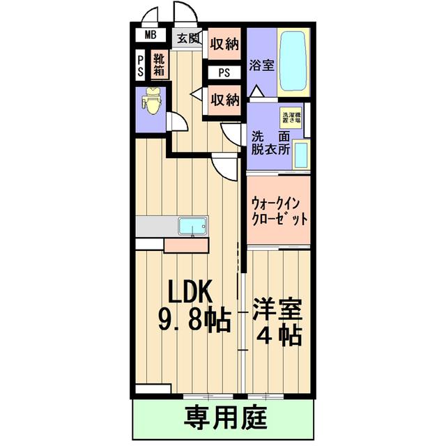 カーザ ヴェルデC棟(1LDK/1階)の間取り写真