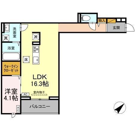 CLASSEUM都賀(1LDK/1階)の間取り写真