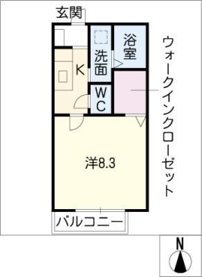 グリーンヴィル八雲 A(1K/1階)の間取り写真