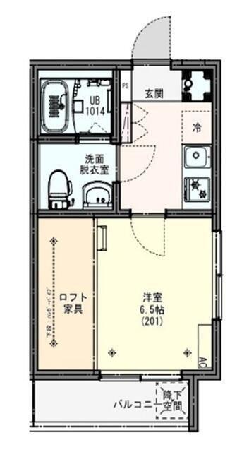 シエル狭山ヶ丘(1K/2階)の間取り写真