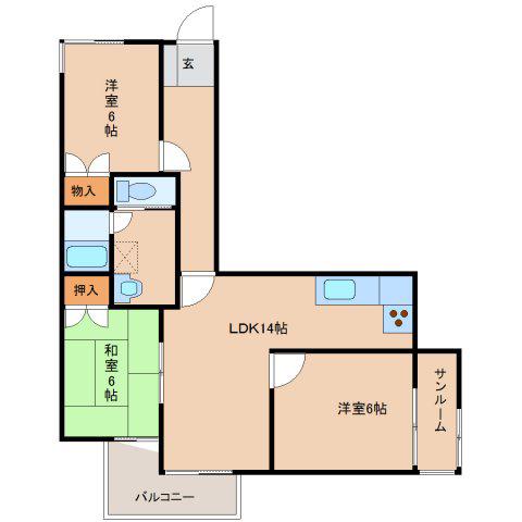 シティサンモリス(3LDK/3階)の間取り写真
