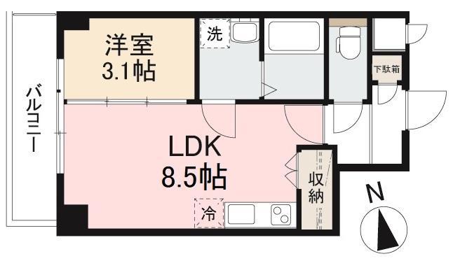 プレシャスタイム通町(1LDK/8階)の間取り写真