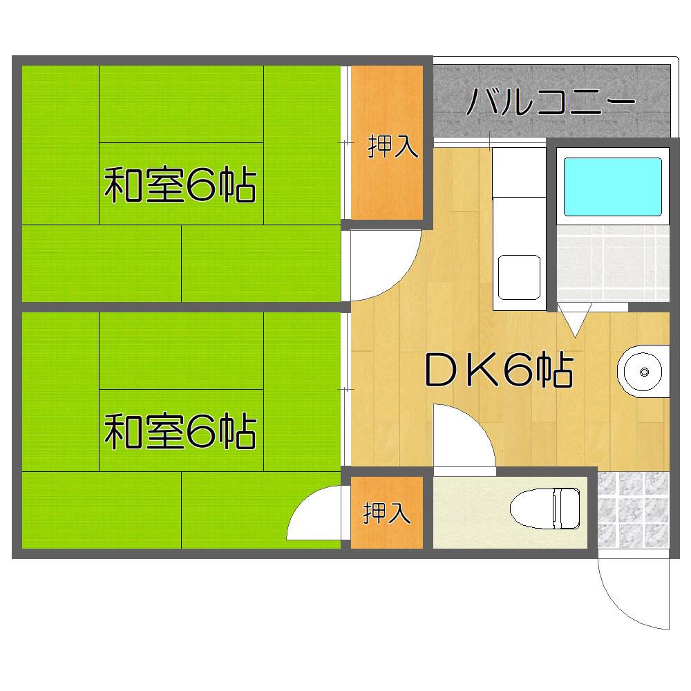 たきがわマンション(2DK/5階)の間取り写真