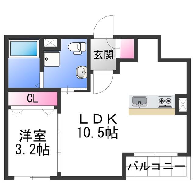 エルニド(1LDK/1階)の間取り写真