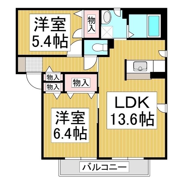 MASTTOWN松岡2(2LDK/1階)の間取り写真
