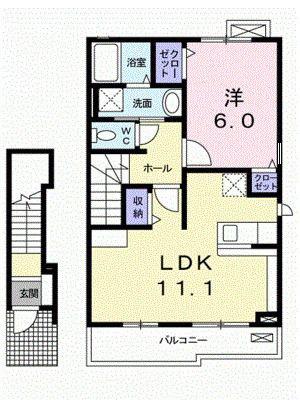 セレンディピティ(1LDK/2階)の間取り写真