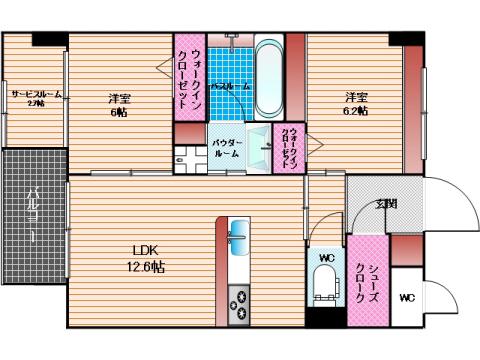 ブレス南福岡駅前(2SLDK/10階)の間取り写真