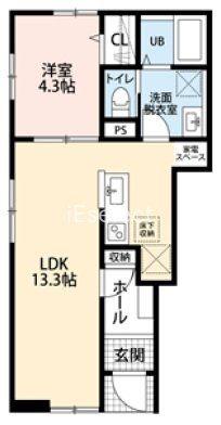 リーブルファイン四街道駅前(1LDK/1階)の間取り写真