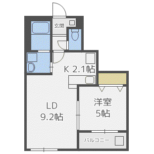 サンシティ平岸(1LDK/2階)の間取り写真