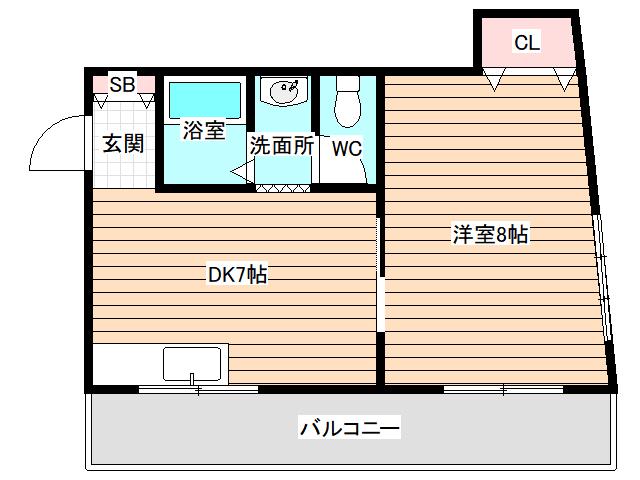 マンションイヌイ(1DK/4階)の間取り写真