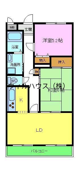 プリモディーネ高石(2LDK/5階)の間取り写真