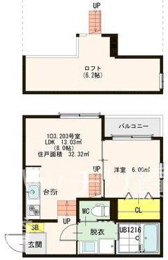 KUMAZAWA (1LDK/1階)の間取り写真