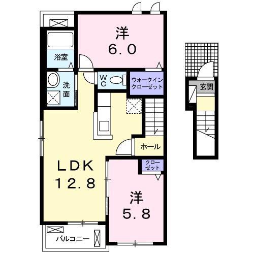 ブルートレインII号(2LDK/2階)の間取り写真