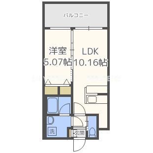 プレジオ城東中央(1LDK/2階)の間取り写真