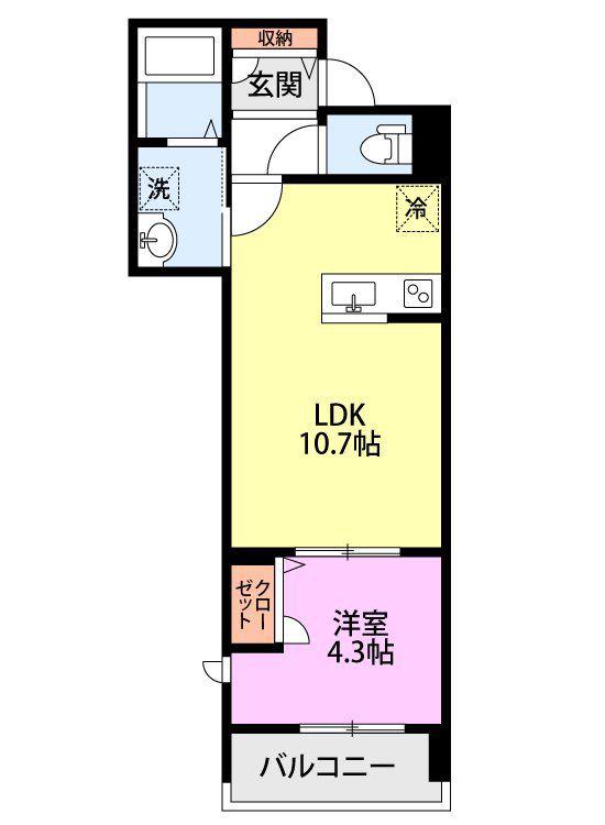 ラ・コリーヌ 藤(1LDK/3階)の間取り写真