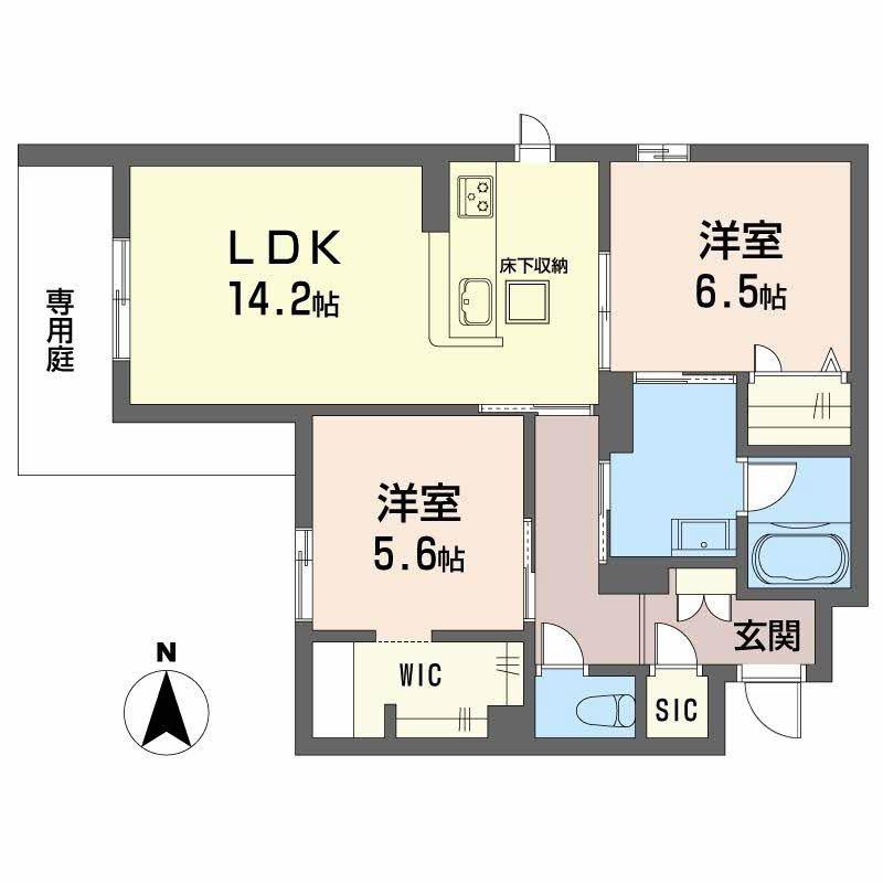 メゾンエディアン新金岡(2LDK/1階)の間取り写真