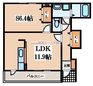 プラシード・カーサ(1LDK/1階)の間取り写真
