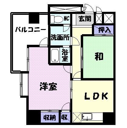 双葉ハイム一条(2LDK/3階)の間取り写真