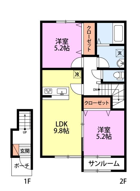 イルコリーヌ(2LDK/2階)の間取り写真