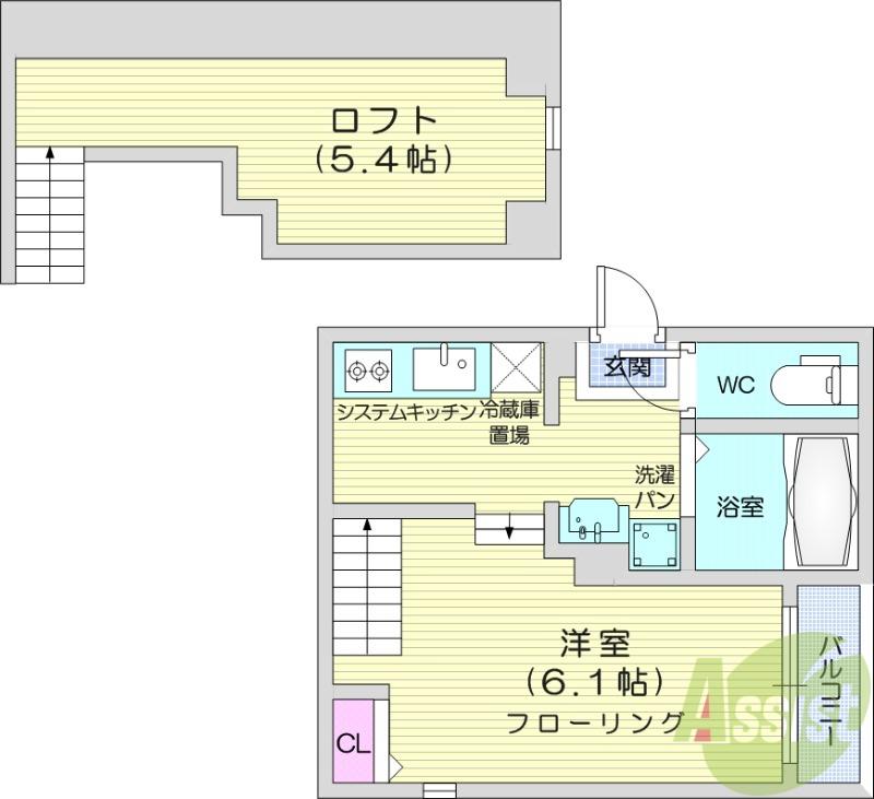 RIZEST春夏秋冬 -夏ー(ワンルーム/1階)の間取り写真
