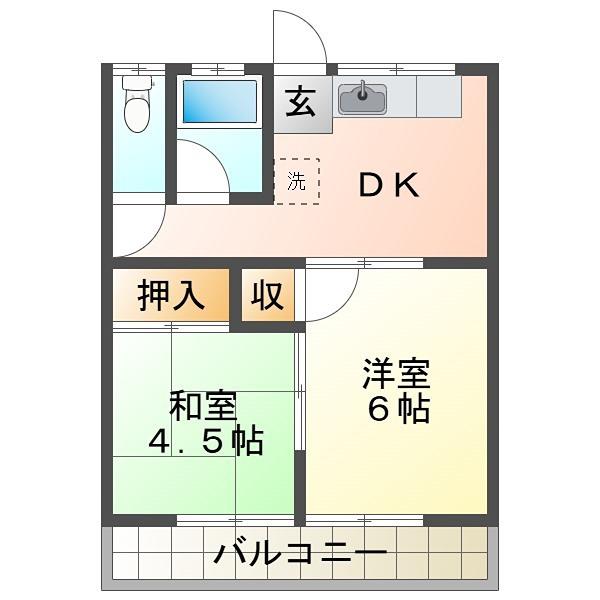 佐々木荘(2DK/2階)の間取り写真