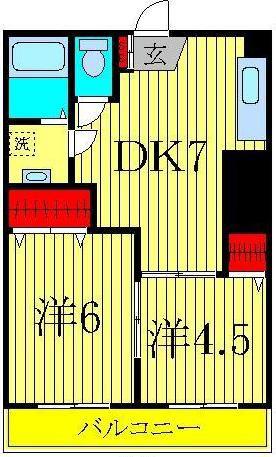 タウンハイツ2号棟(2DK/3階)の間取り写真