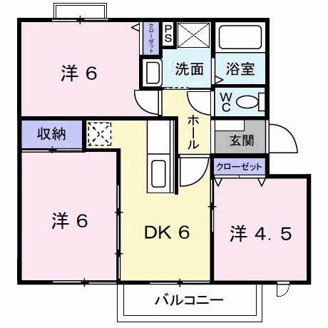 シャルダンC(3DK/2階)の間取り写真
