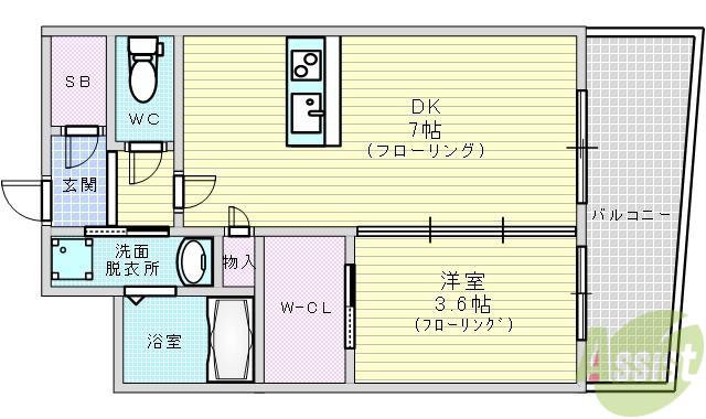 セレニテ江坂ルフレ(1DK/3階)の間取り写真
