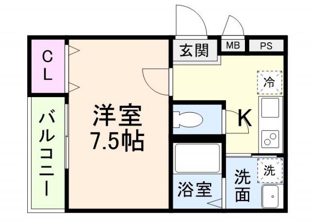 フジパレス大和田V番館(1K/3階)の間取り写真