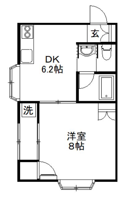 PURI PURI(1DK/1階)の間取り写真
