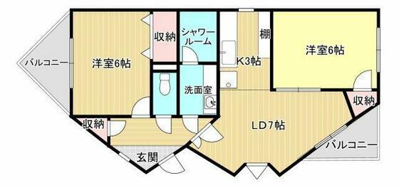 エヴァグリーン(2LDK/1階)の間取り写真