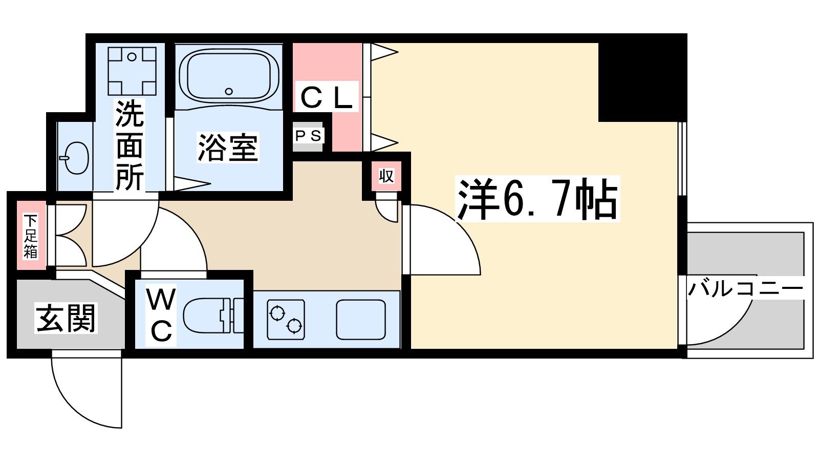 フジマン北梅田(1K/9階)の間取り写真