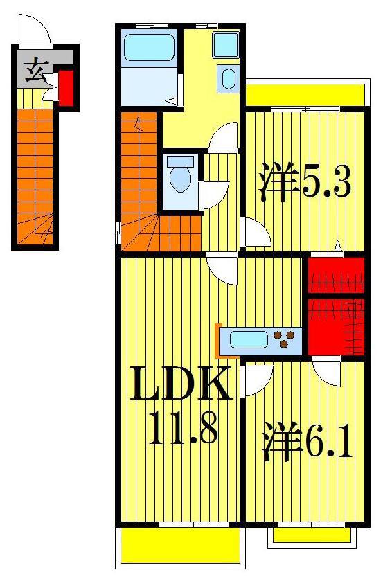 コンフォート大喜(2LDK/2階)の間取り写真