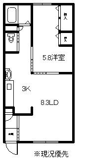 安立マンション(1LDK/2階)の間取り写真