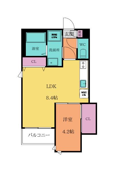 プルーム中原東(1LDK/1階)の間取り写真