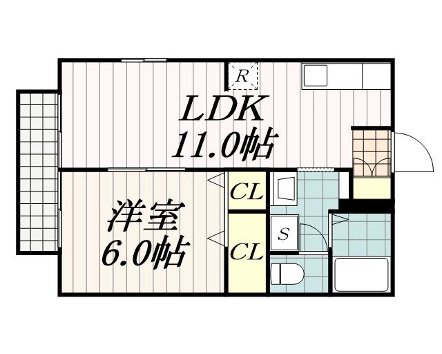 ニューシティハル(1LDK/2階)の間取り写真