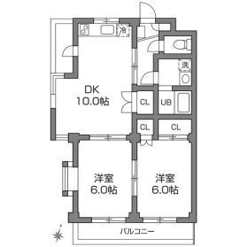 フォンティーン24(2DK/3階)の間取り写真