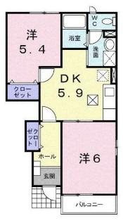 フレッサ(2DK/1階)の間取り写真