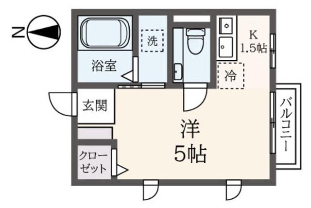鈴木館3RD(ワンルーム/2階)の間取り写真