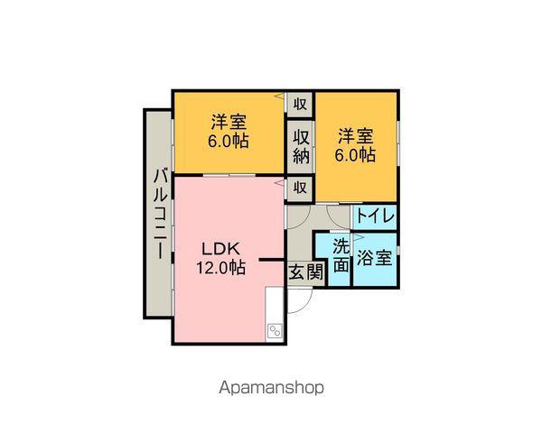 ドエリング川池(2LDK/2階)の間取り写真