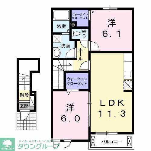 アンジュ・プレッソC(2LDK/2階)の間取り写真