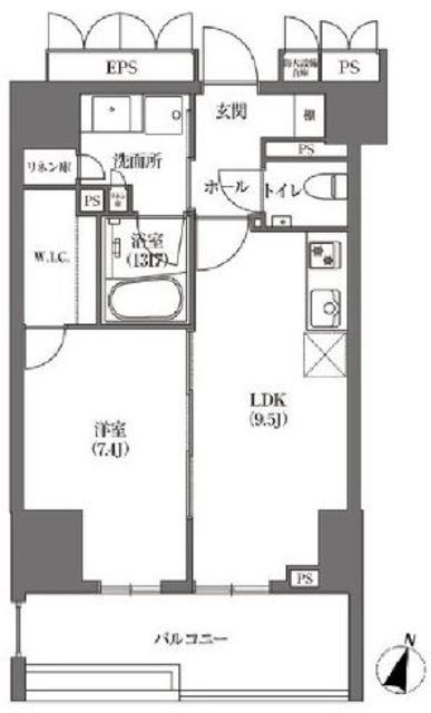 浜町アパートメント(1LDK/3階)の間取り写真