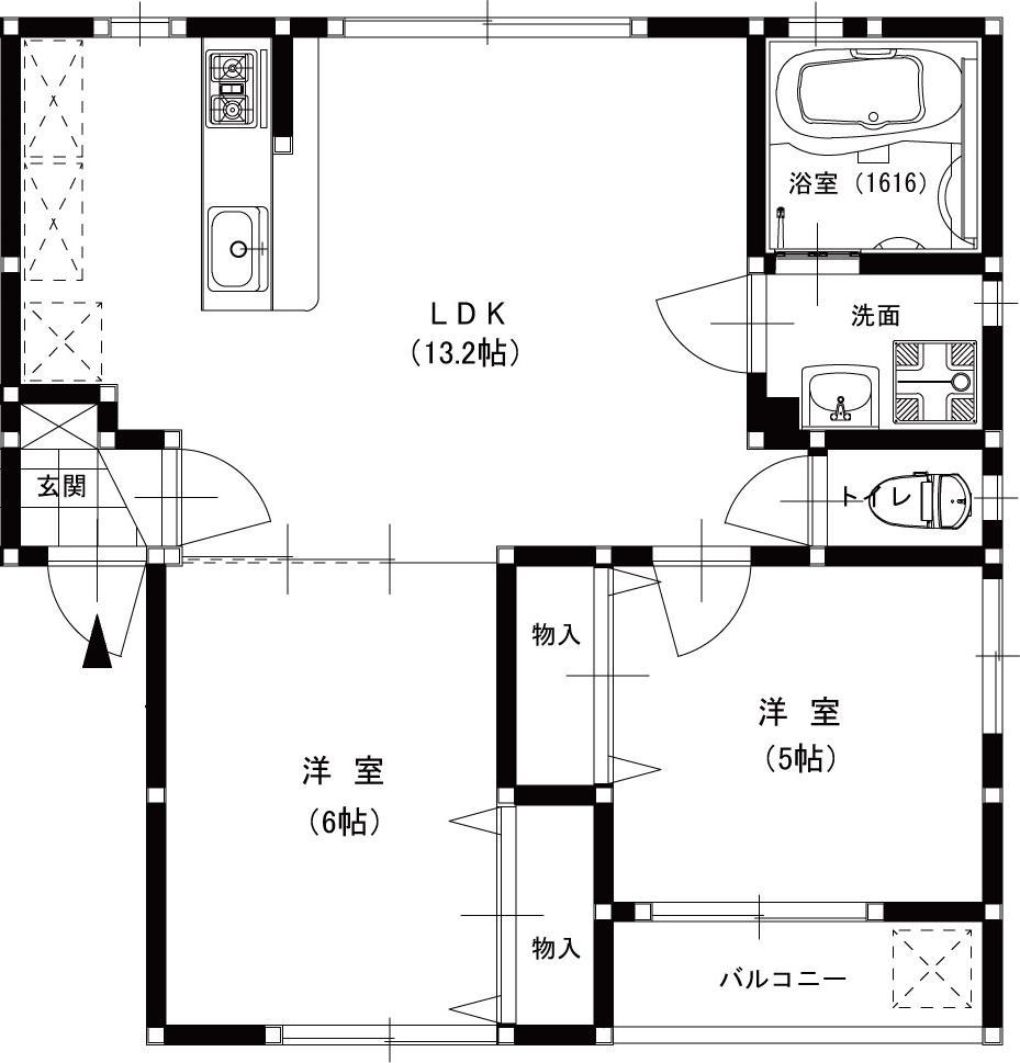 REVE早岐(2LDK/3階)の間取り写真