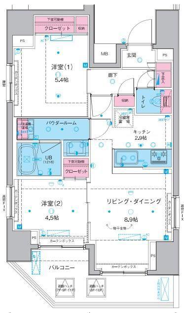 ジェノヴィア東日暮里グリーンヴェール(2LDK/8階)の間取り写真