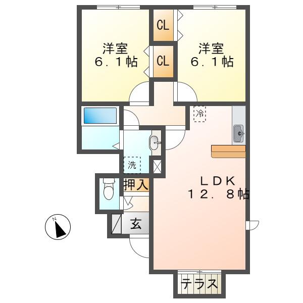 ソフィアコート A棟(2LDK/1階)の間取り写真