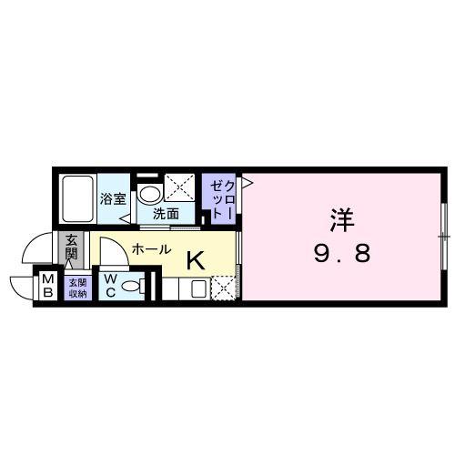 フェアリーヒルズ ヒビキ(1K/3階)の間取り写真